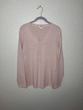 J. Jill Pale Pink Lightweight V-Neck Long Sleeve Sweater Women's Size M